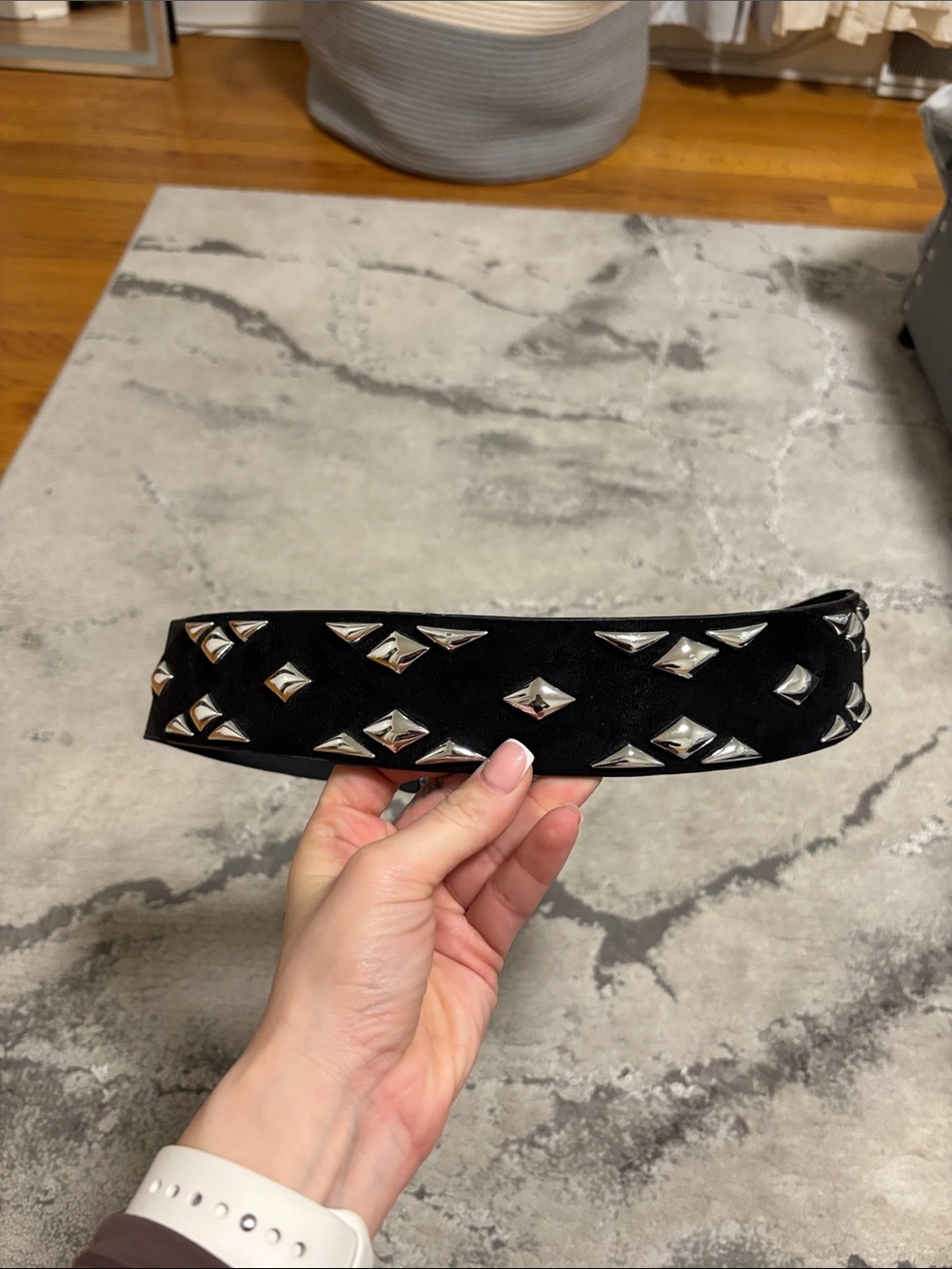 Express Black Studded Leather waist belt